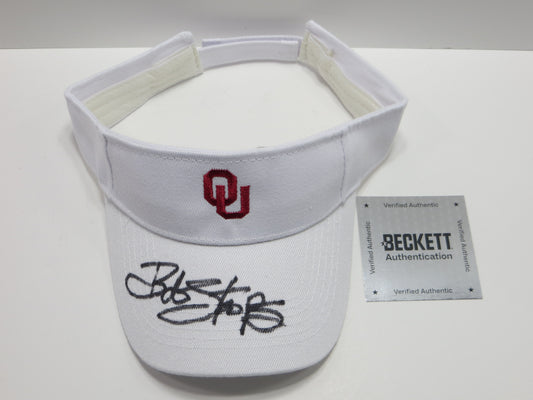 BOB STOOPS OKLAHOMA OU SOONERS SIGNED Iconic Sideline VISOR BAS COA