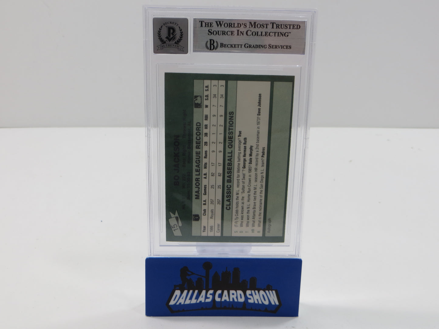 BO JACKSON SIGNED 1987 CLASSIC GAME #15 ROYALS AUBURN BGS BAS SLAB AUTO 10