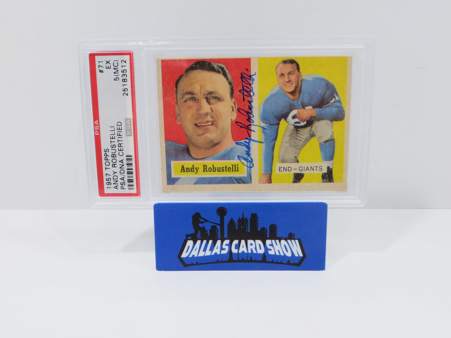 ANDY ROBUSTELLI SIGNED 1957 TOPPS Football Card #71 PSA5(MC) SLAB Authentic AUTO