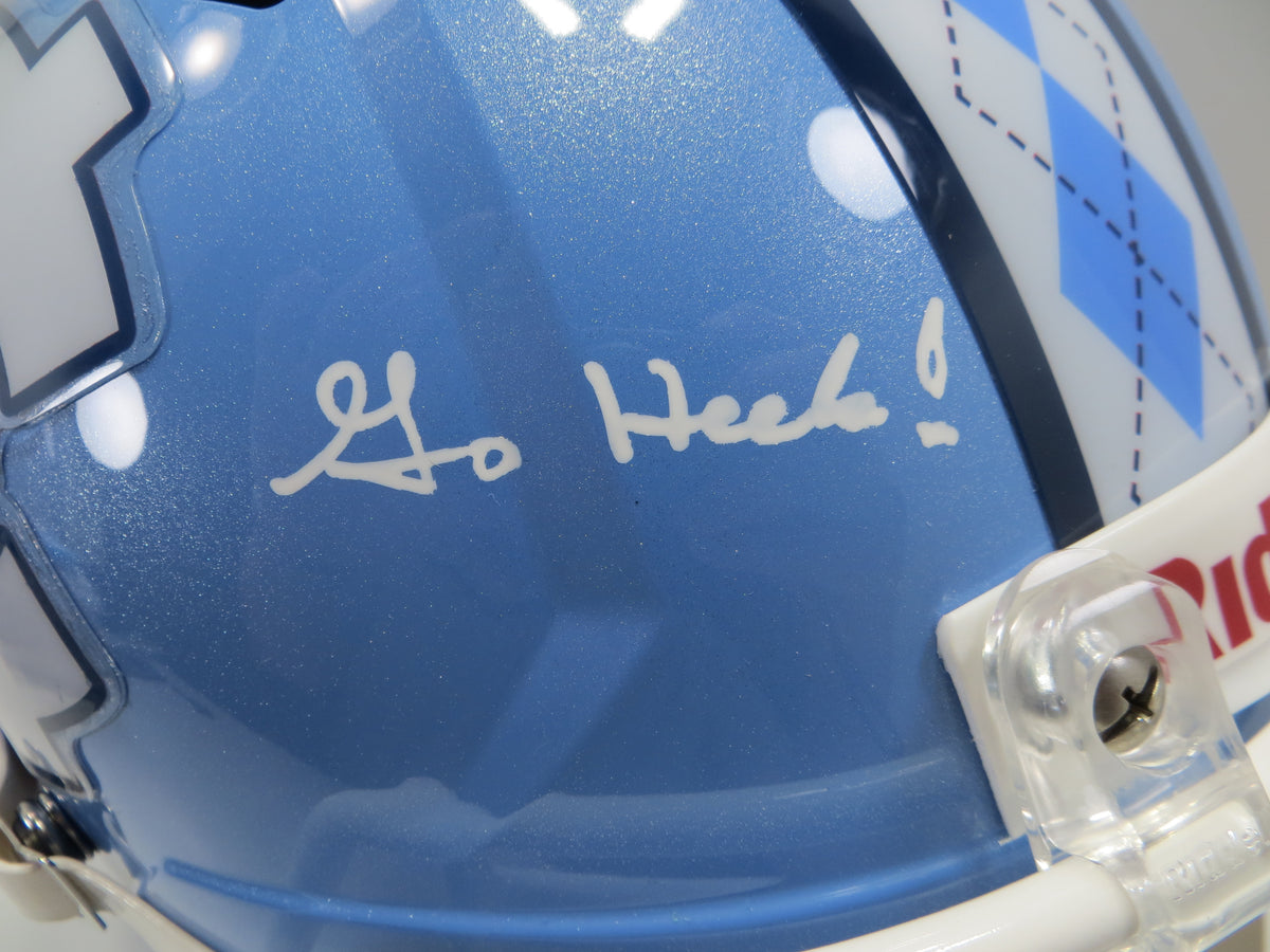 MACK BROWN SIGNED NORTH CAROLINA TAR HEELS FULL SIZE HELMET w/Go Heels! BAS