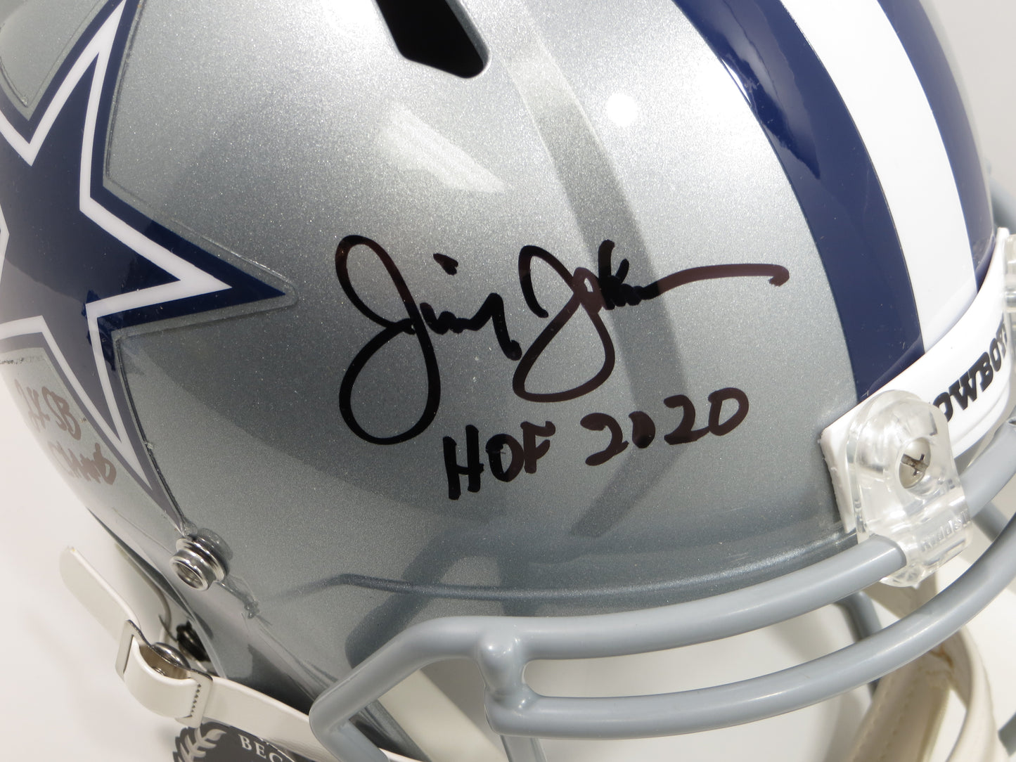JIMMY JOHNSON SIGNED DALLAS COWBOYS SPEED HELMET w/3 INSCs Miami BAS COA