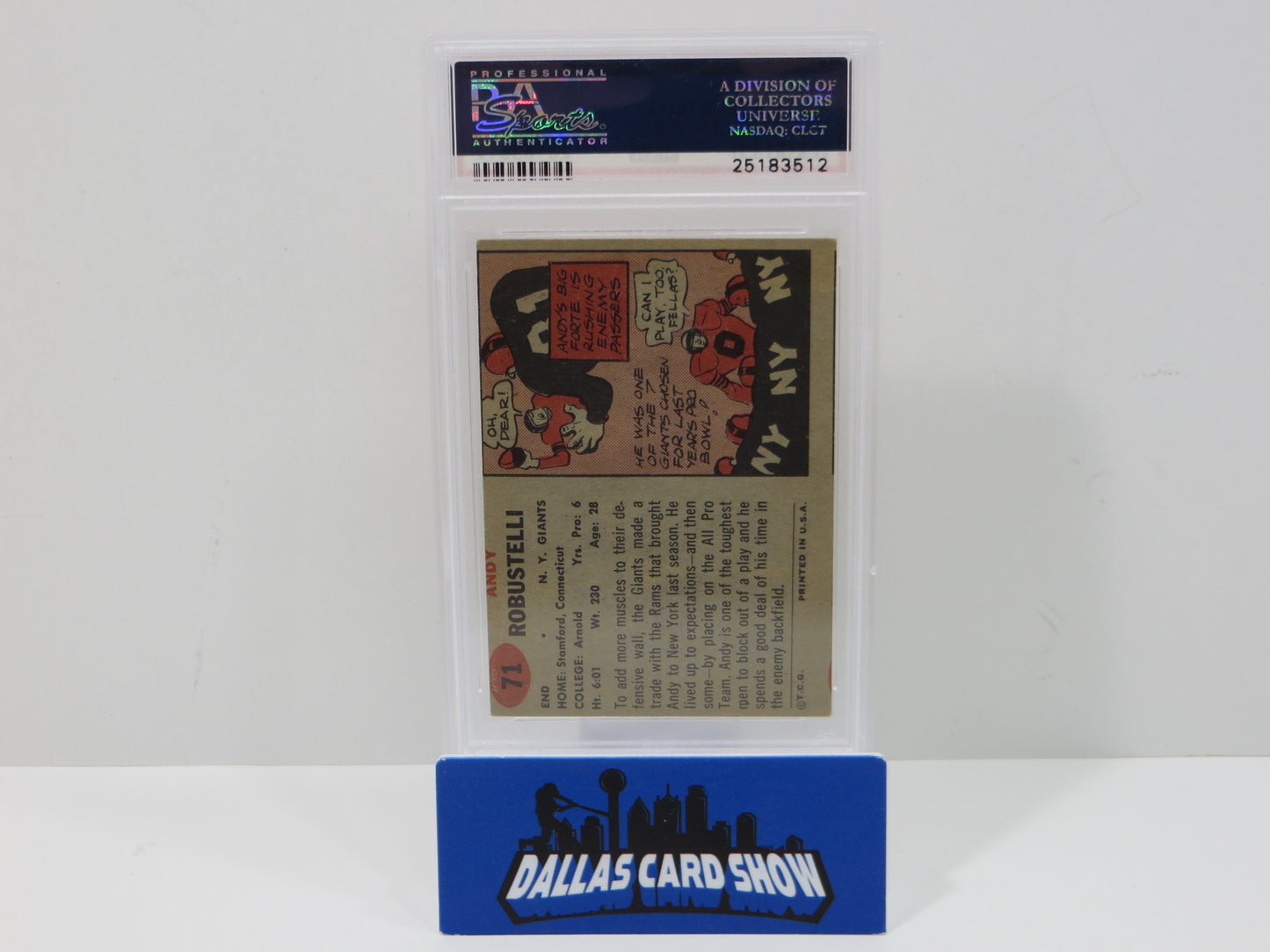 ANDY ROBUSTELLI SIGNED 1957 TOPPS Football Card #71 PSA5(MC) SLAB Authentic AUTO