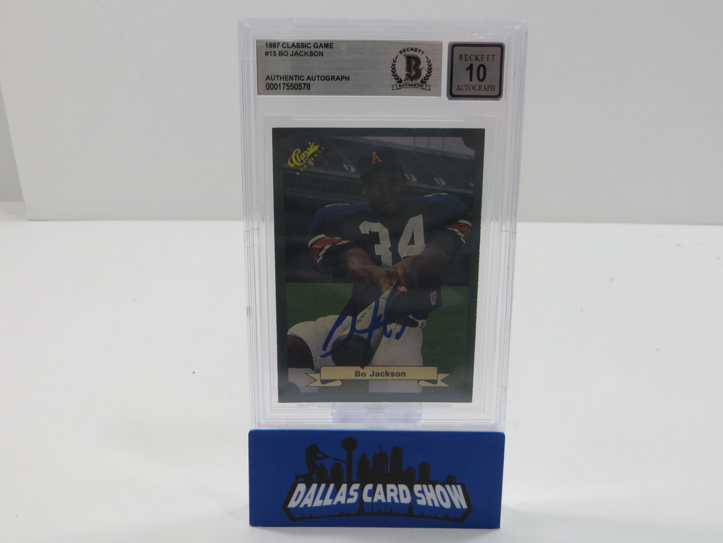 BO JACKSON SIGNED 1987 CLASSIC GAME #15 ROYALS AUBURN BGS BAS SLAB AUTO 10