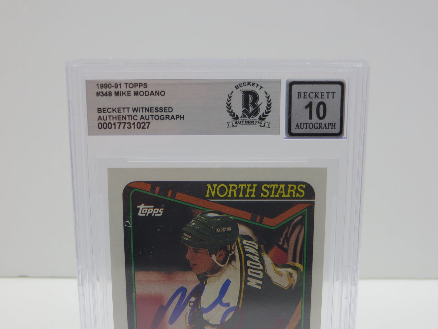 1990-91 TOPPS #348 MIKE MODANO BGS 10 AUTO