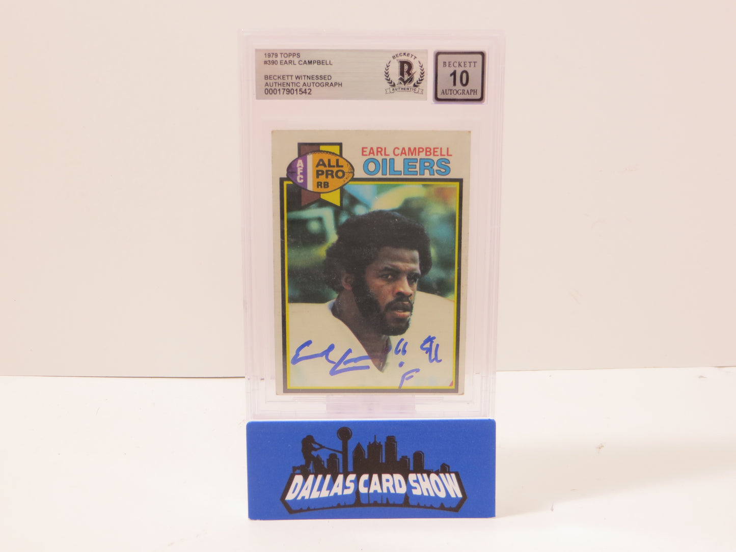 EARL CAMPBELL SIGNED 1979 Topps #390 BGS BAS SLAB w/HOF AUTO 10 OILERS Rookie