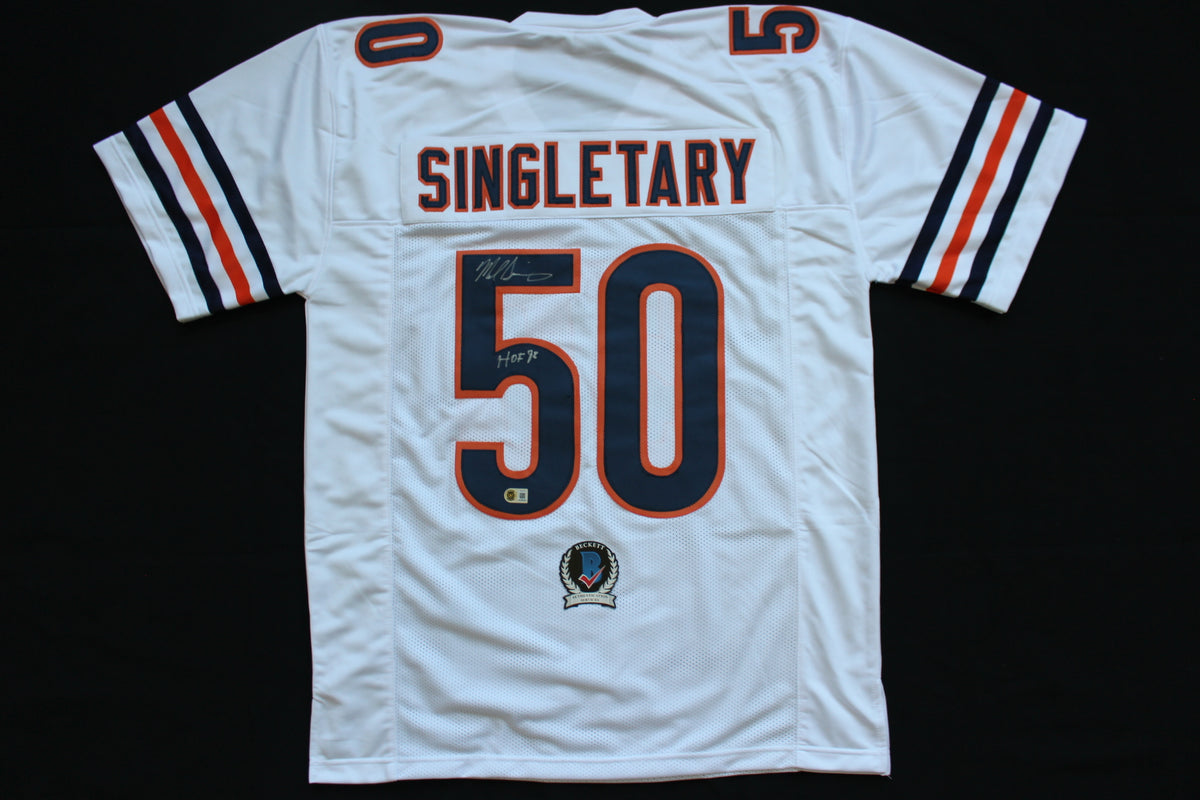MIKE SINGLETARY CHICAGO BEARS SIGNED WHITE JERSEY w/HOF 98 Baylor Bears BAS
