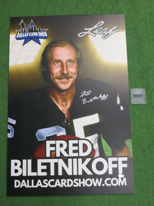 FRED BILETNIKOFF OAKLAND RAIDERS SIGNED 24x36 Dallas Card Show FOAM BOARD BAS