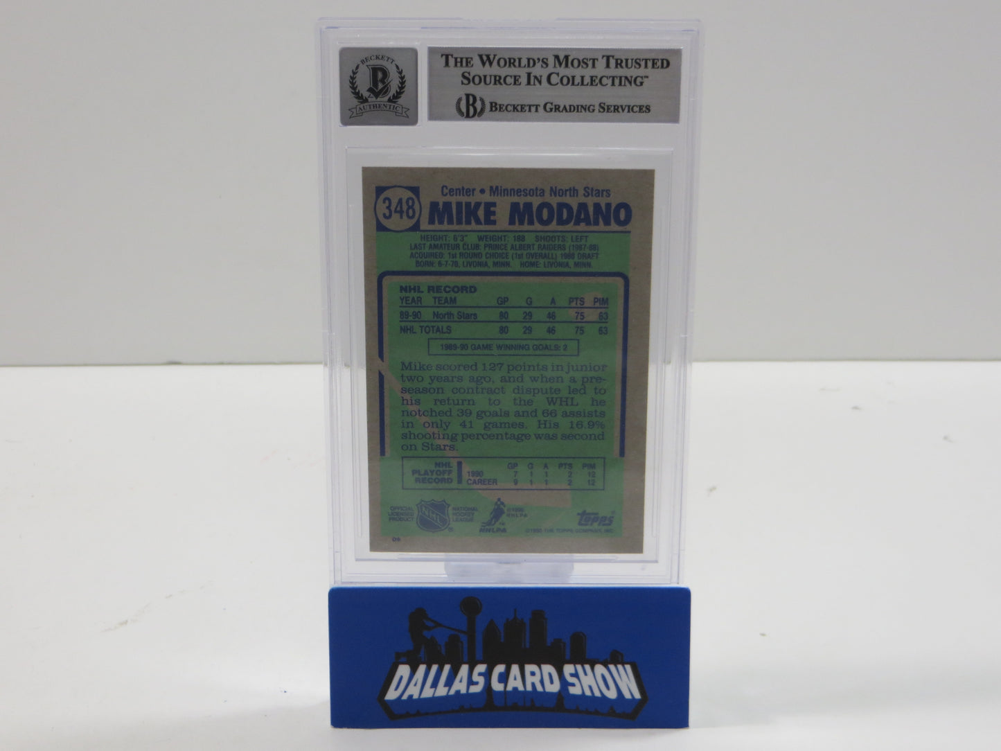 1990-91 TOPPS #348 MIKE MODANO BGS 10 AUTO