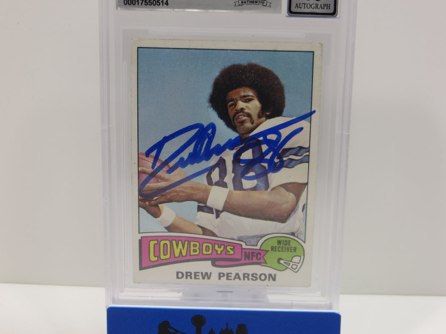 DREW PEARSON SIGNED 1975 TOPPS #65 DALLAS COWBOYS BGS BAS SLAB AUTO 10