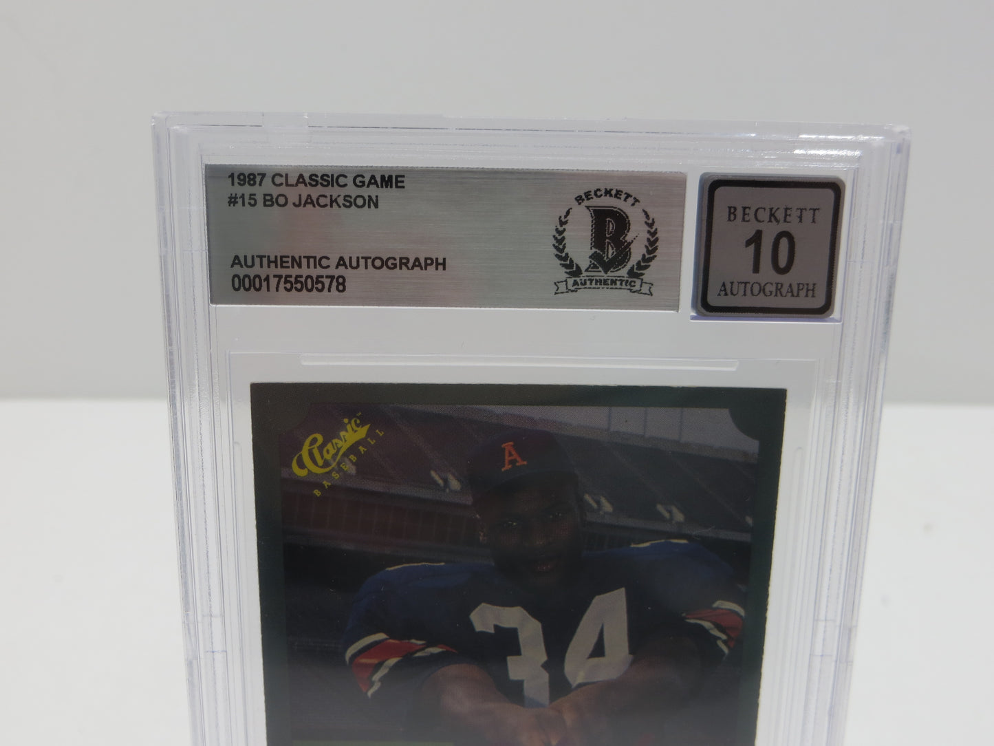 BO JACKSON SIGNED 1987 CLASSIC GAME #15 ROYALS AUBURN BGS BAS SLAB AUTO 10