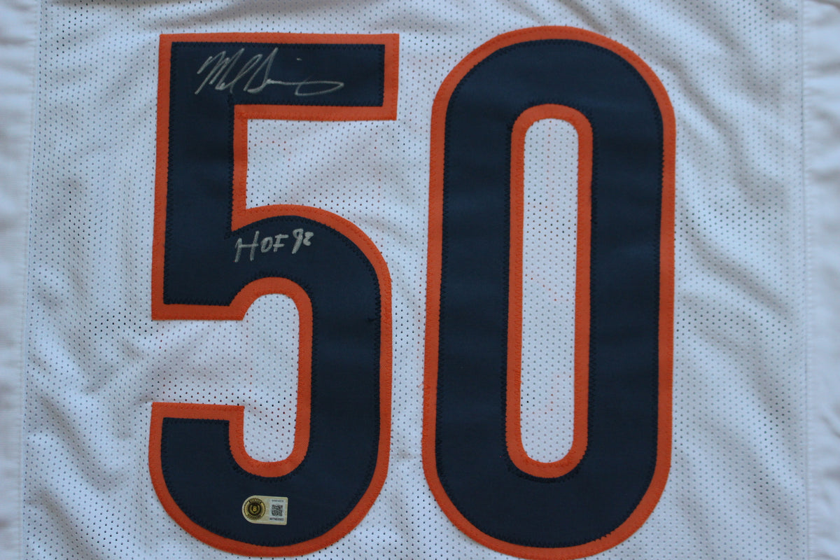 MIKE SINGLETARY CHICAGO BEARS SIGNED WHITE JERSEY w/HOF 98 Baylor Bears BAS
