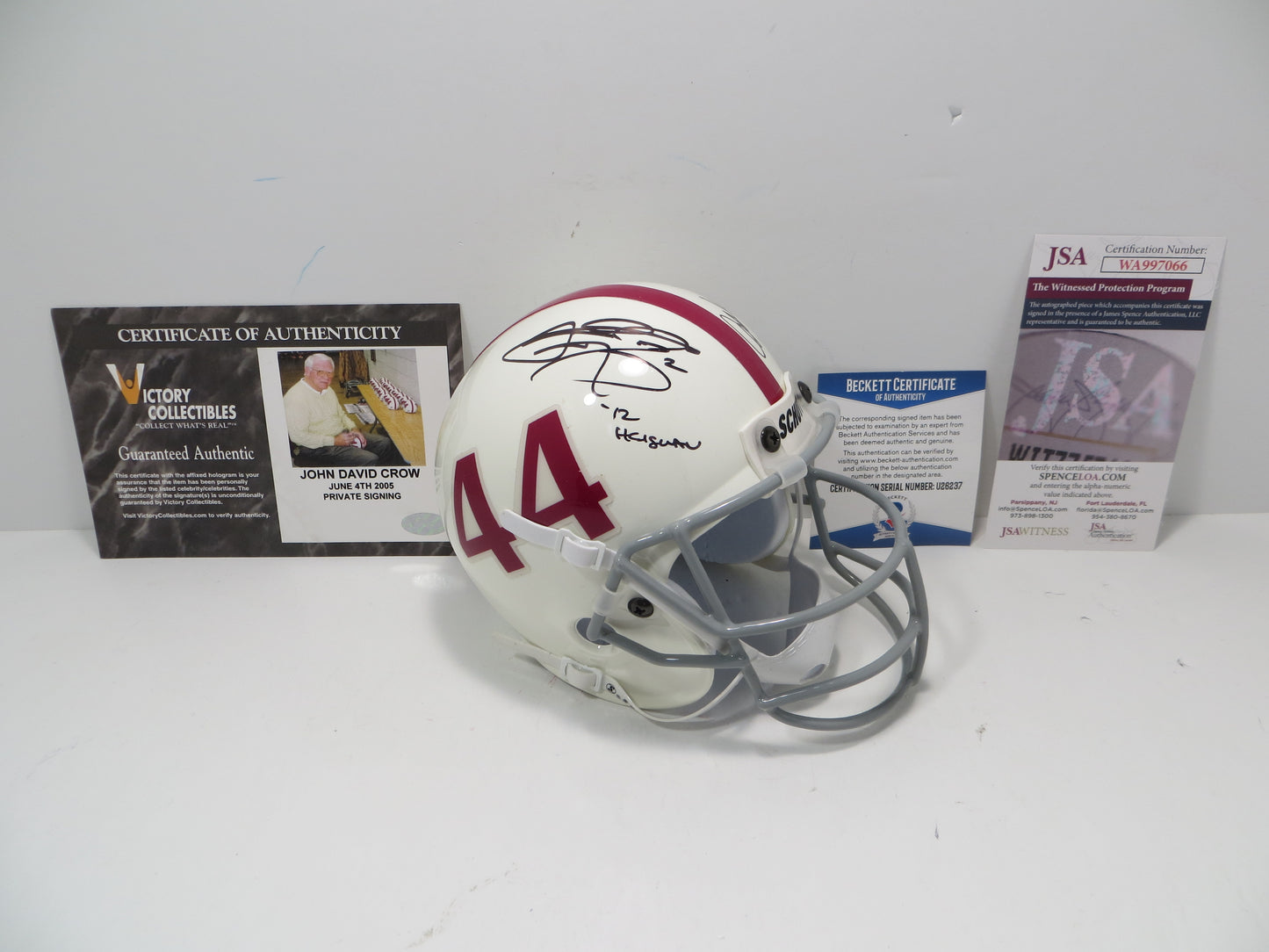 JOHN DAVID CROW & JOHNNY MANZIEL SIGNED Texas A&M Helmet w/Heisman JSA BAS