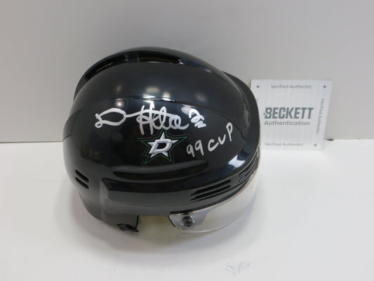 DERIAN HATCHER  DALLAS STARS SIGNED MINI HOCKEY HELMET w/99 CUP BAS COA