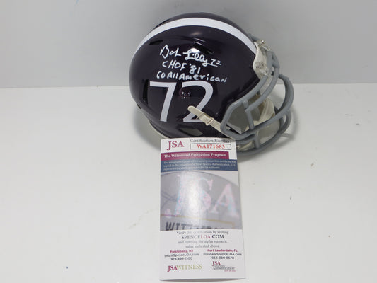 BOB LILLY SIGNED TCU HORNED FROGS #72 MINI HELMET w/MULTI INSCs JSA COA