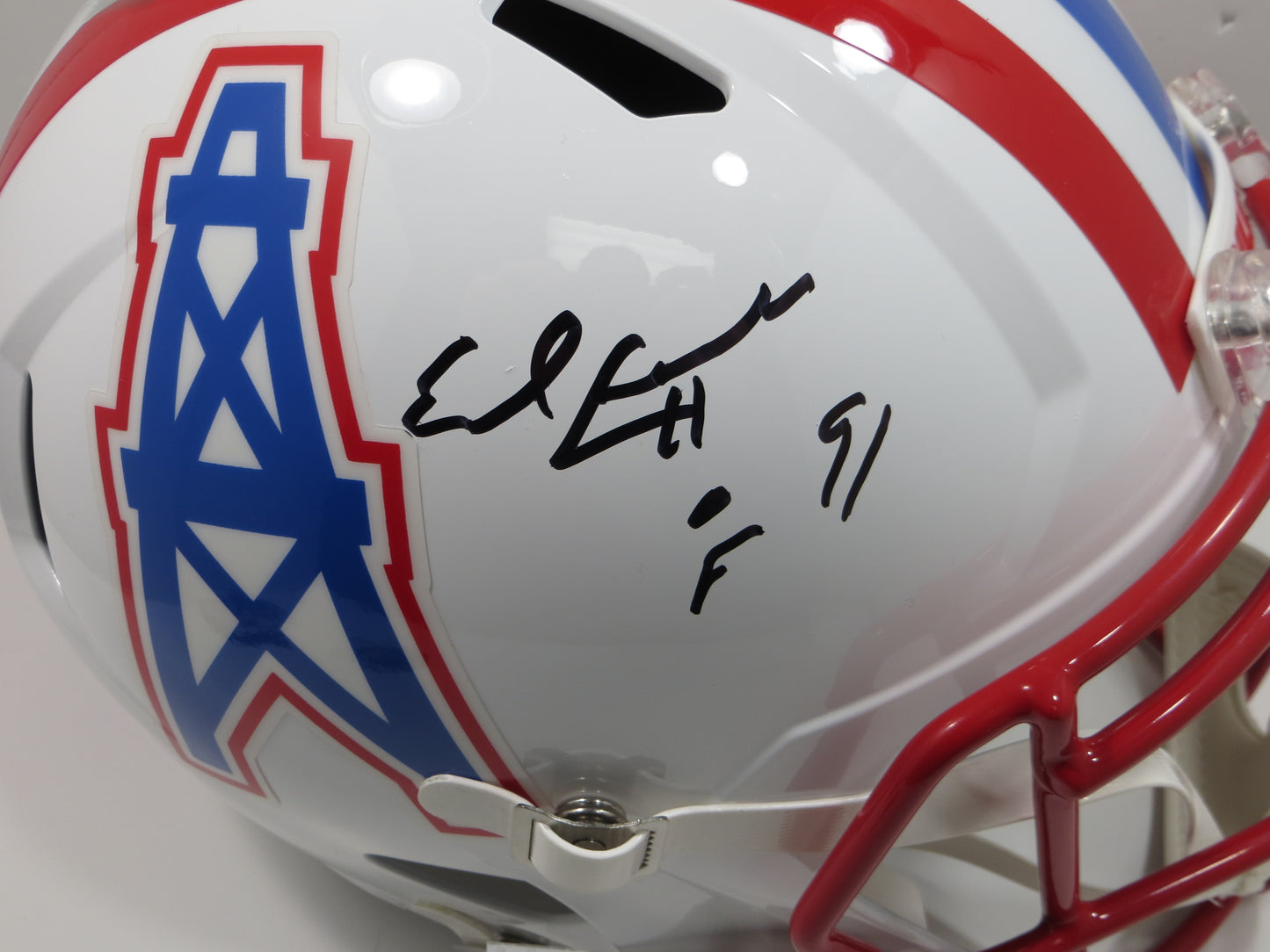 EARL CAMPBELL SIGNED HOUSTON OILERS FULL SIZE HELMET w/INSC UT Longhorns JSA
