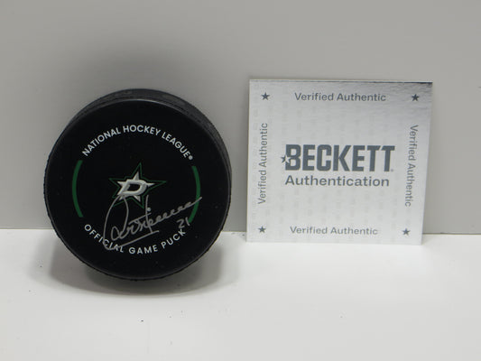 GUY CARBONNEAU DALLAS STARS SIGNED Official NHL Game PUCK BAS COA