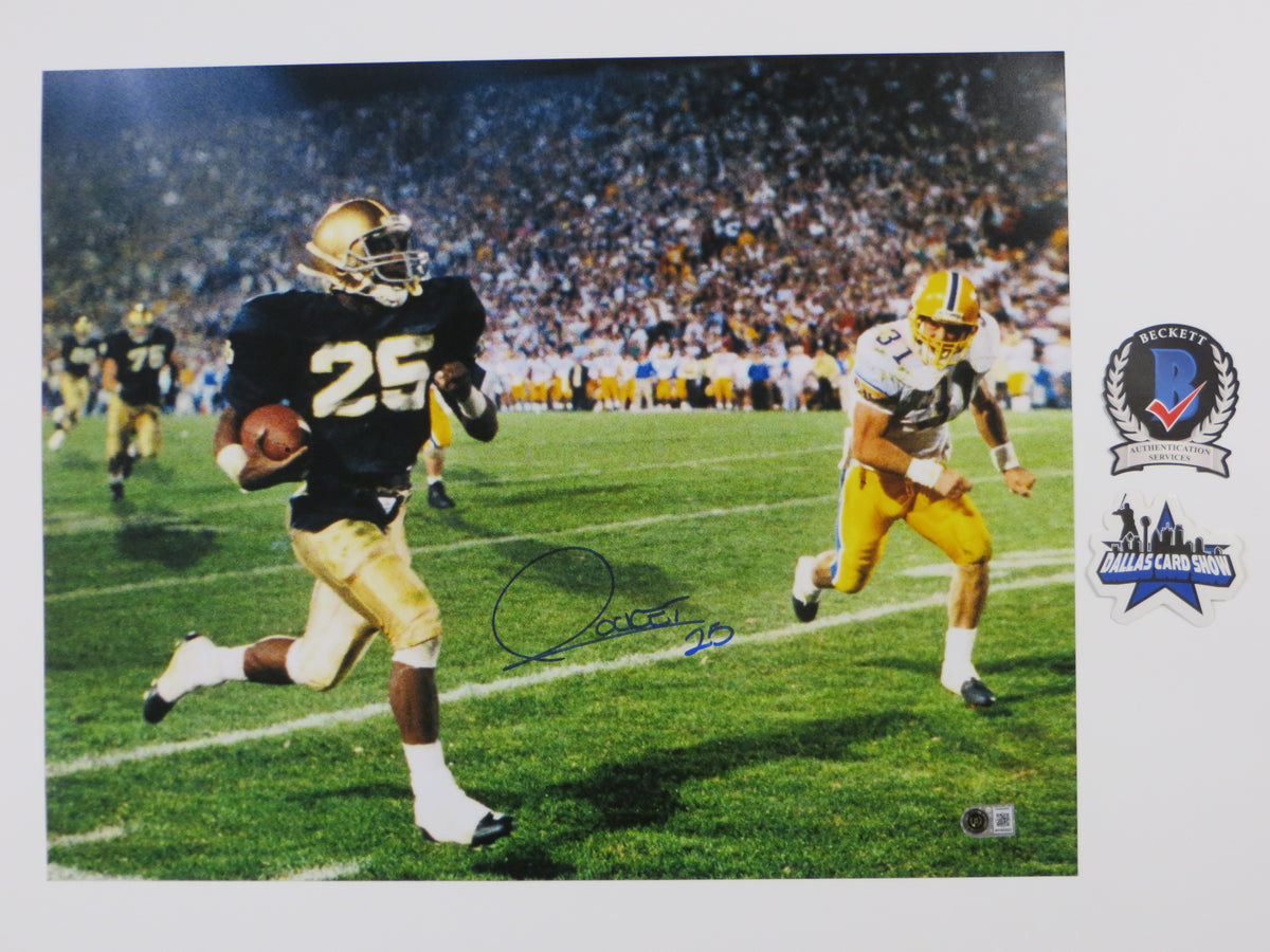 ROCKET ISMAIL NOTRE DAME SIGNED Touchdown 16x20 BAS
