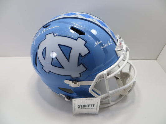 MACK BROWN SIGNED NORTH CAROLINA TAR HEELS FULL SIZE HELMET w/Go Heels! BAS