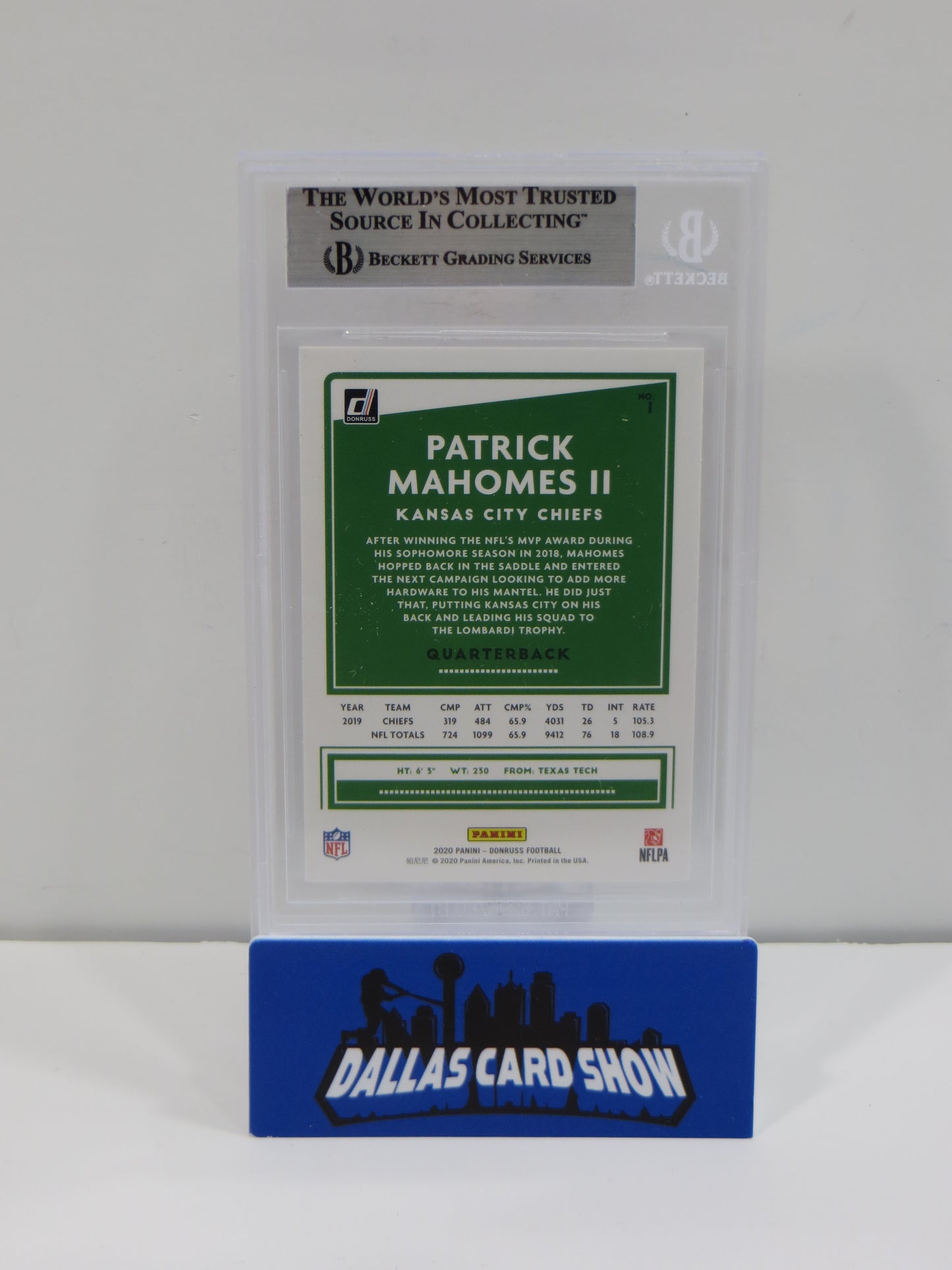 PAT MAHOMES SR SIGNED 2019 Donruss BGS BAS SLAB w/Who's Your Daddy