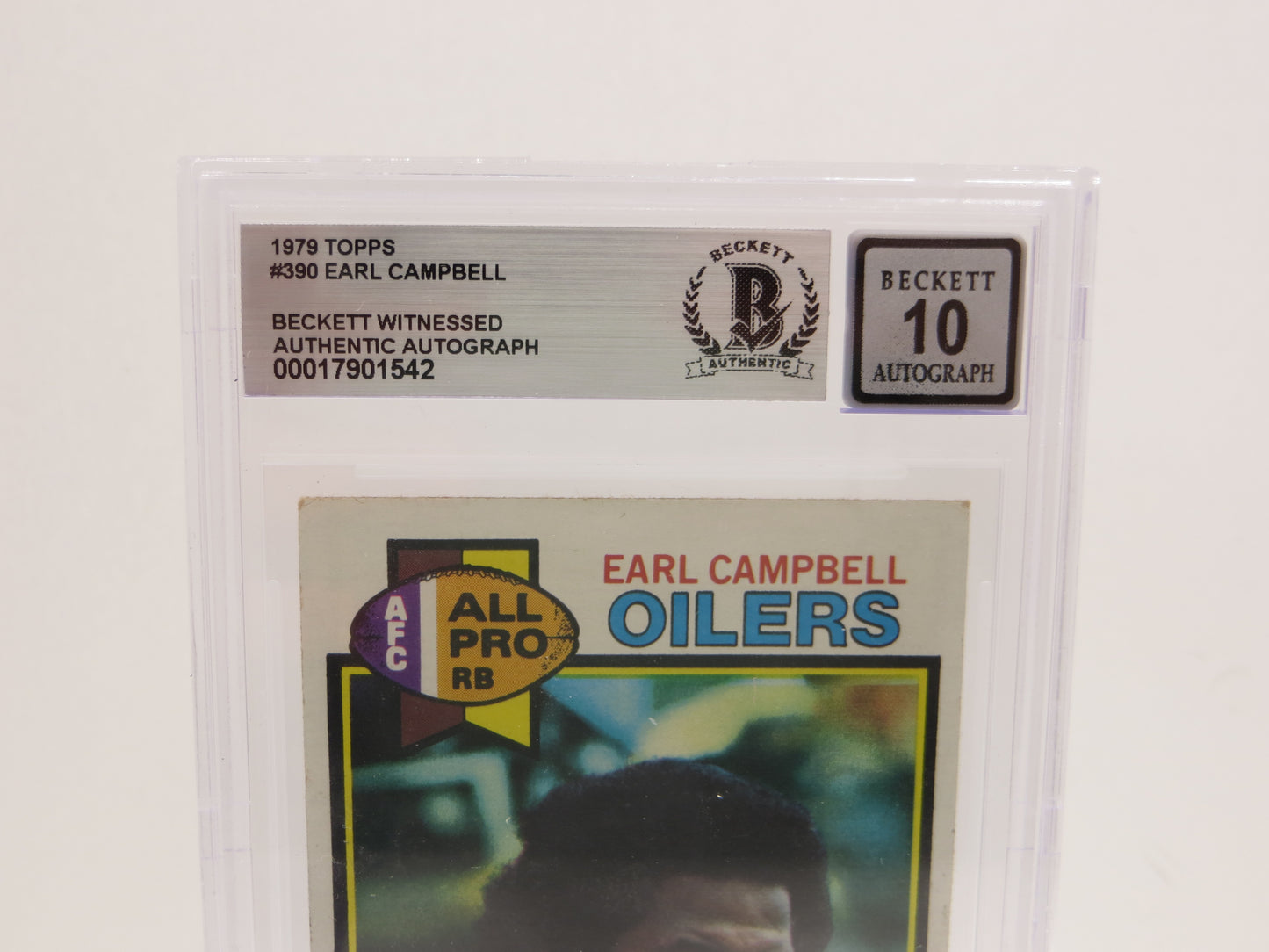 EARL CAMPBELL SIGNED 1979 Topps #390 BGS BAS SLAB w/HOF AUTO 10 OILERS Rookie