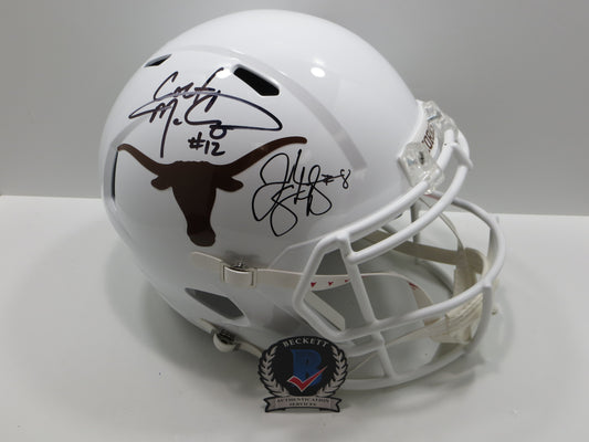 COLT McCOY JORDAN SHIPLEY SIGNED TEXAS LONGHORNS FULL SIZE HELMET BAS