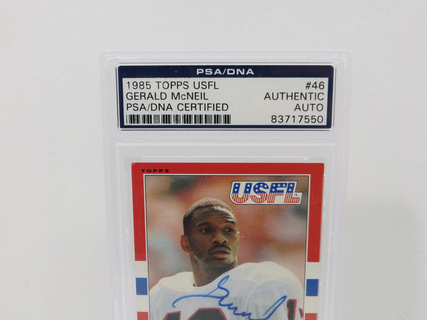GERALD McNEIL SIGNED 1985 TOPPS USFL Football Card #46 PSA SLAB Authentic AUTO
