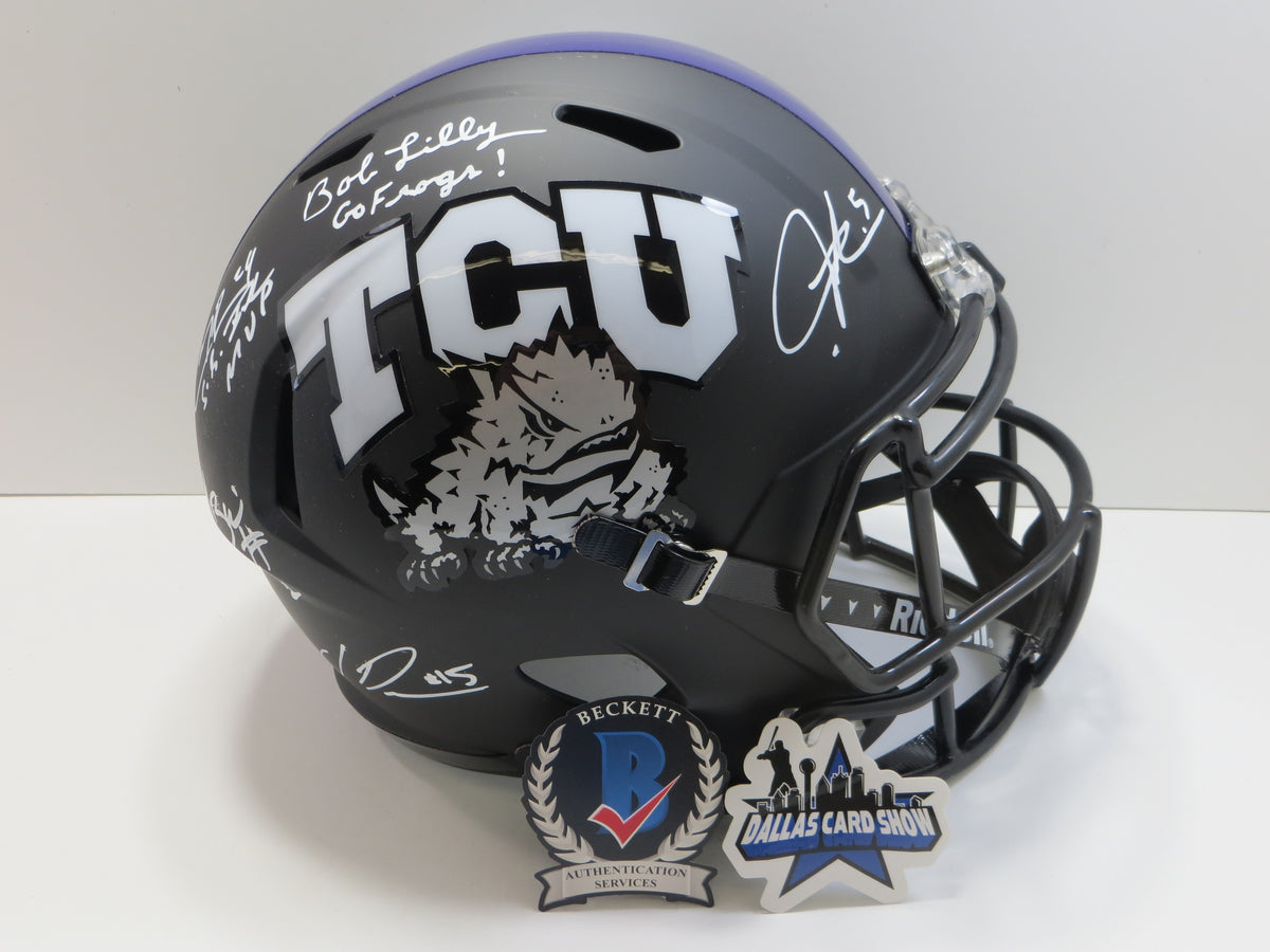 TCU HORNED FROGS LEGENDS Lilly Tomlinson Duggan ++ SIGNED BLACK Full SIZE HELMET BAS