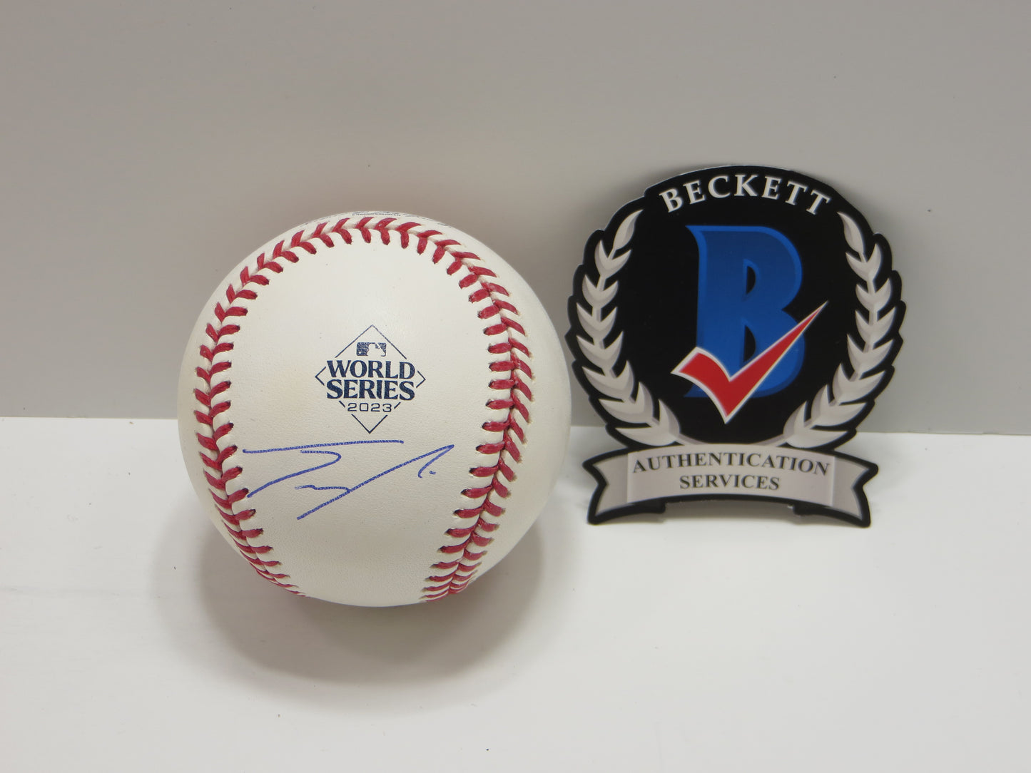 JOSH SMITH TEXAS RANGERS SIGNED OFFICIAL 2023 WORLD SERIES BASEBALL BAS COA