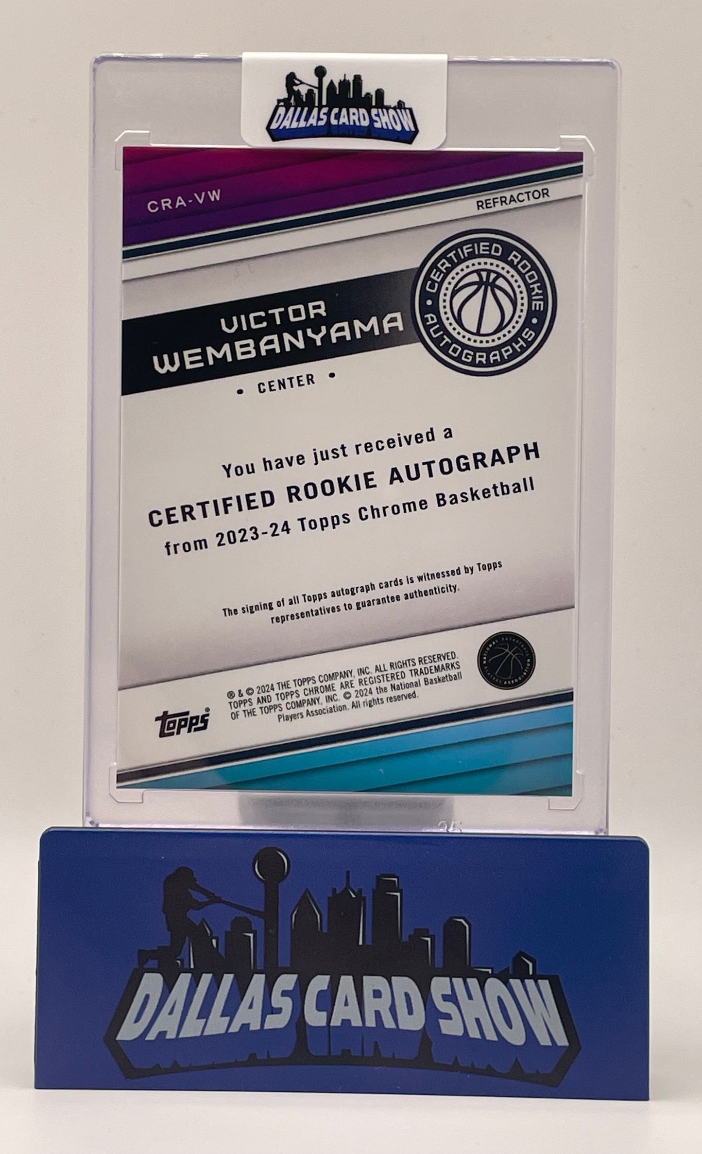 2023-24 Topps Chrome #CRA-VW Victor Wembanyama Certified Rookie Autograph