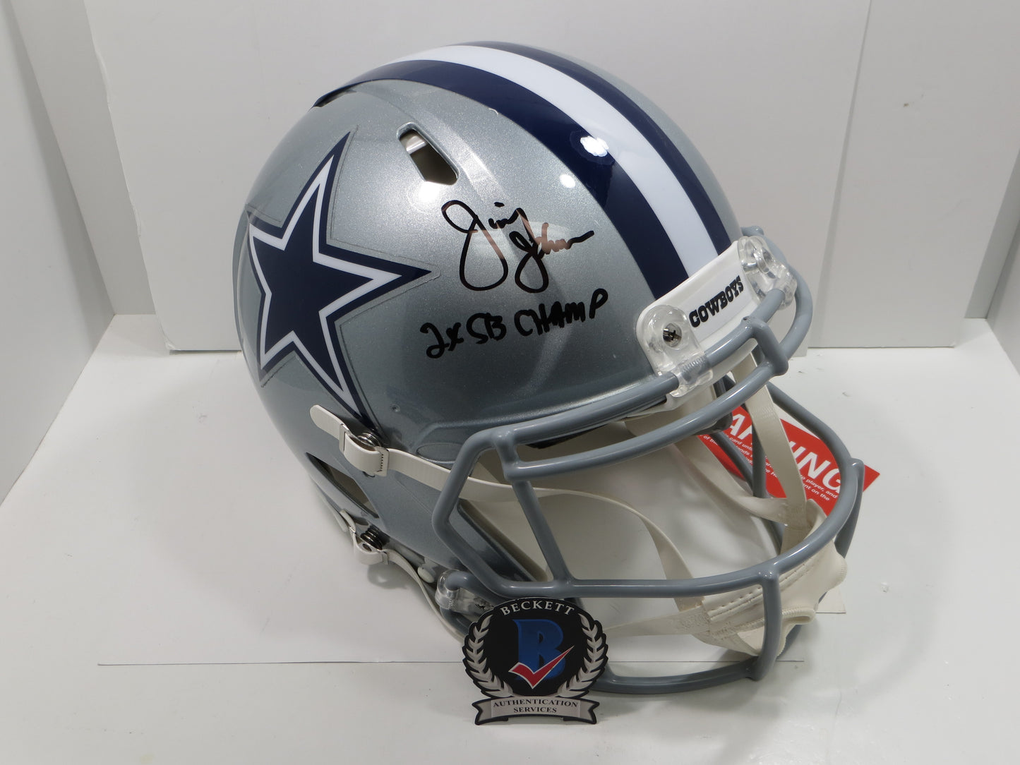 JIMMY JOHNSON SIGNED DALLAS COWBOYS SPEED AUTHENTIC HELMET w/INSC Miami BAS