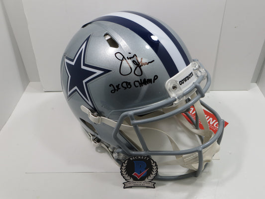 JIMMY JOHNSON SIGNED DALLAS COWBOYS SPEED AUTHENTIC HELMET w/INSC Miami BAS
