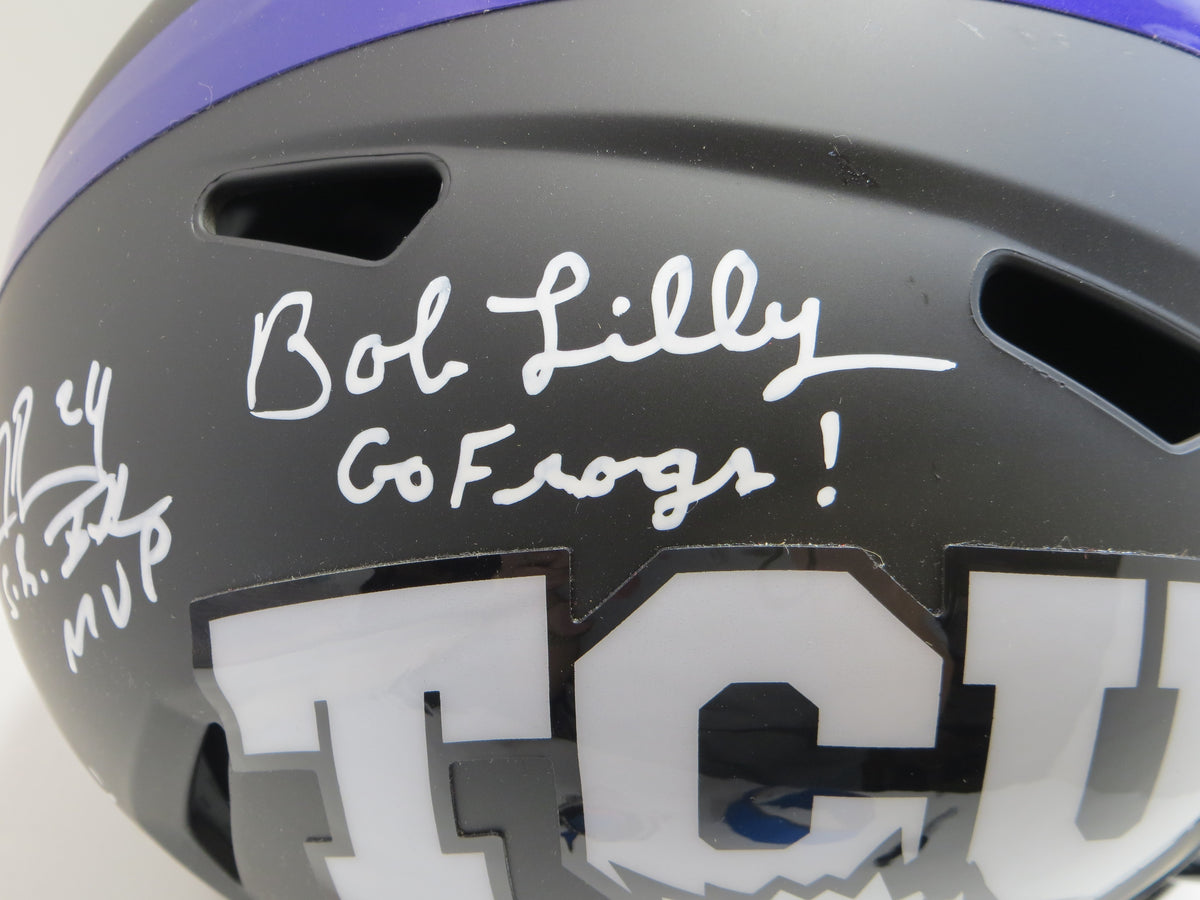 TCU HORNED FROGS LEGENDS Lilly Tomlinson Duggan ++ SIGNED BLACK Full SIZE HELMET BAS
