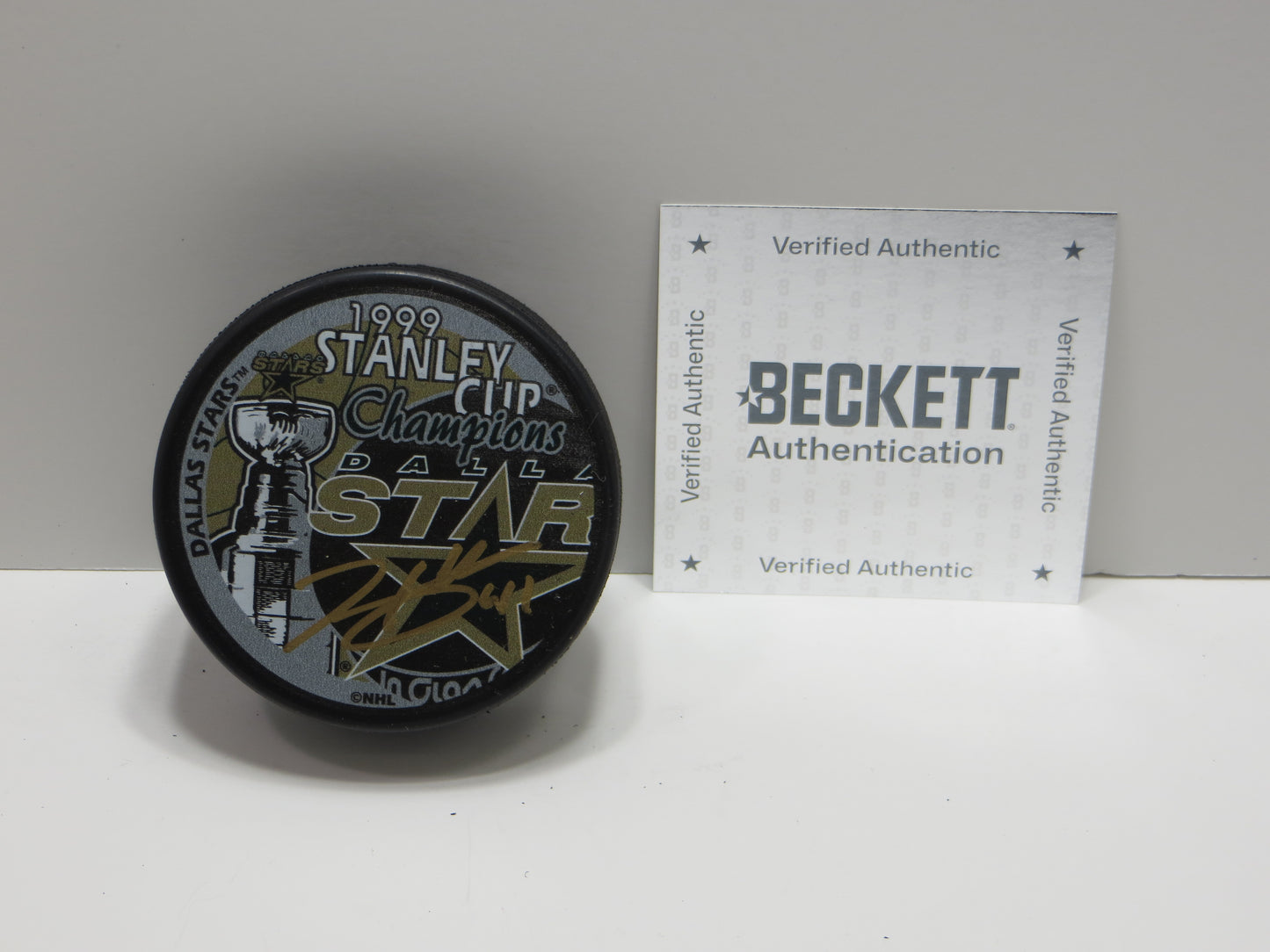 TONY HRKAC DALLAS STARS SIGNED 1999 Stanley Cup Puck BAS COA