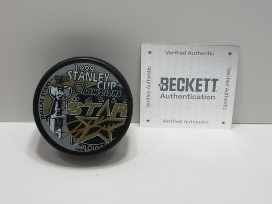 TONY HRKAC DALLAS STARS SIGNED 1999 Stanley Cup Puck BAS COA