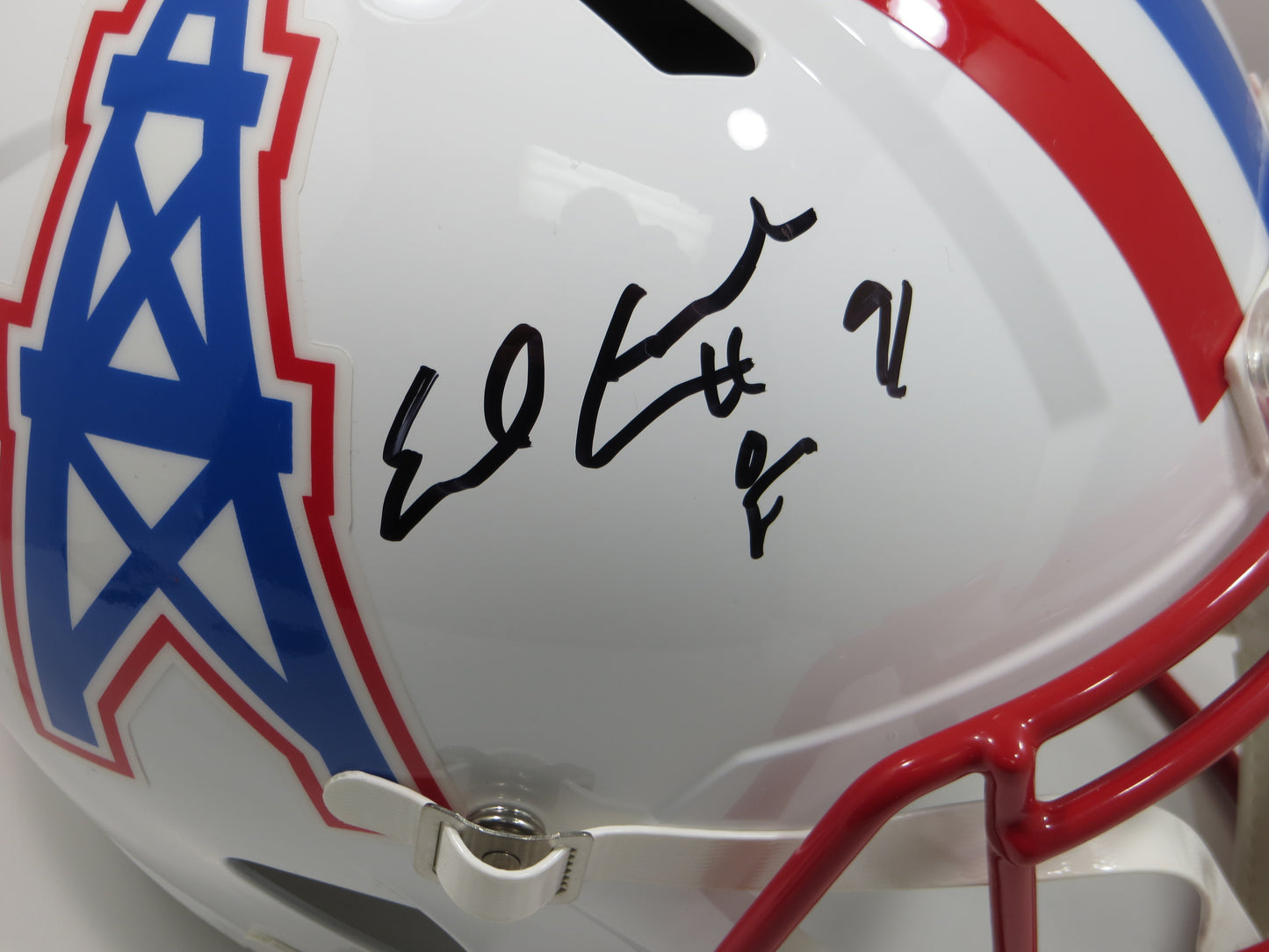 EARL CAMPBELL SIGNED HOUSTON OILERS FULL SIZE HELMET w/INSC UT Longhorns JSA