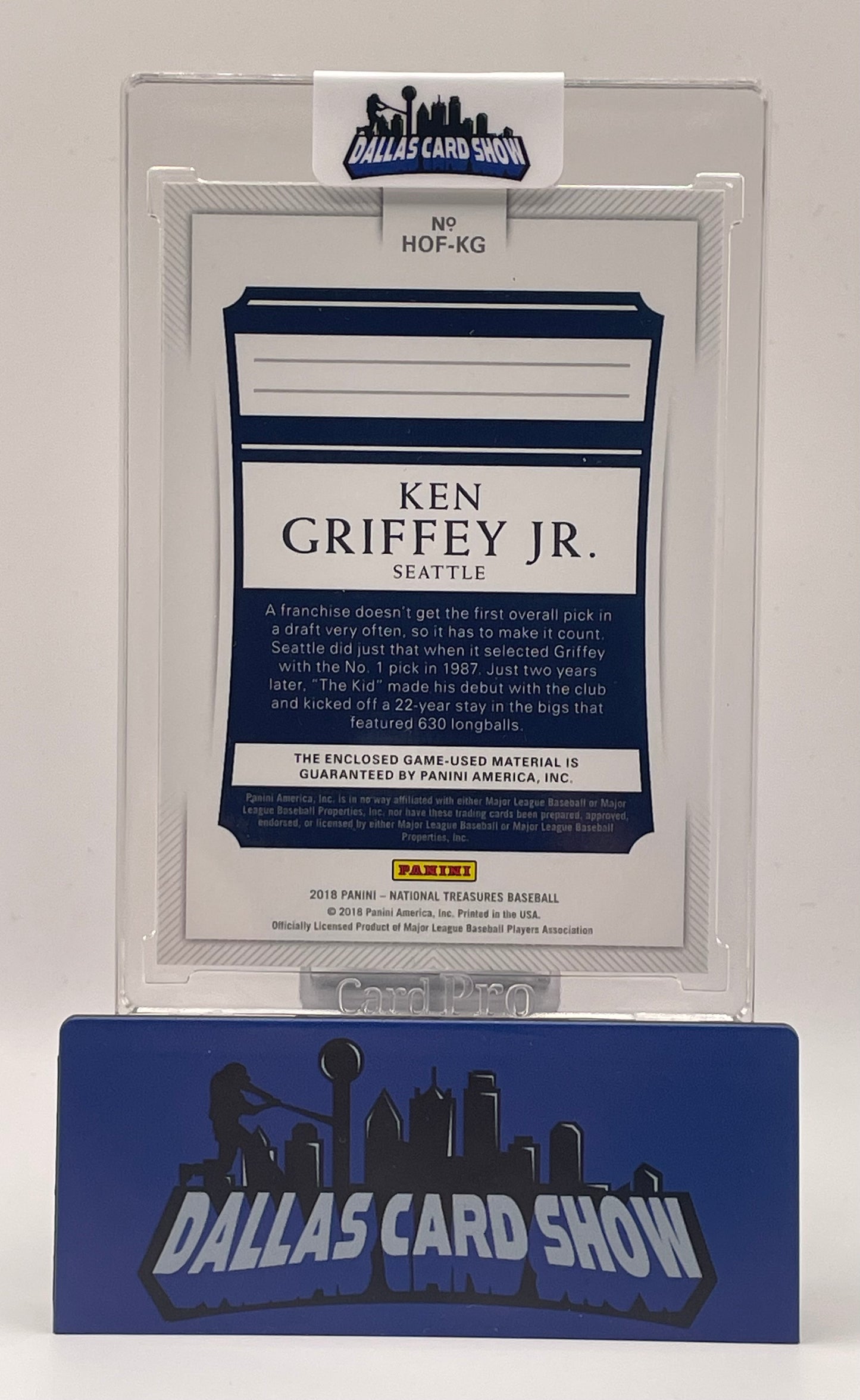 2018 Panini National Treasure #HOF-KG Ken Griffey Jr Hall of Fame Materials /99