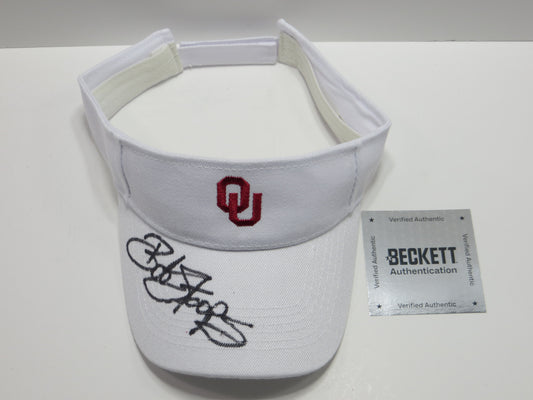 BOB STOOPS OKLAHOMA OU SOONERS SIGNED Iconic Sideline VISOR BAS COA