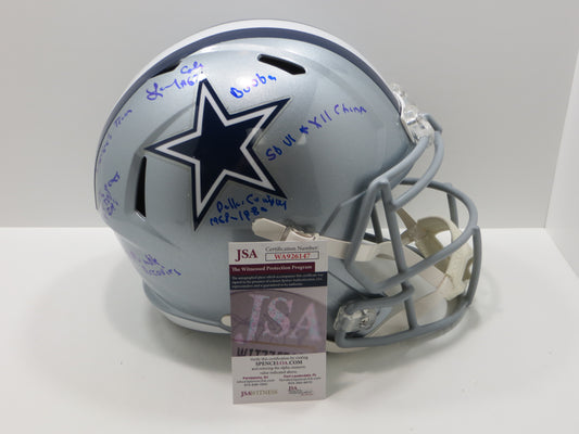 LARRY COLE SIGNED DALLAS COWBOYS RIDDELL F/S HELMET FULL STATS JSA COA