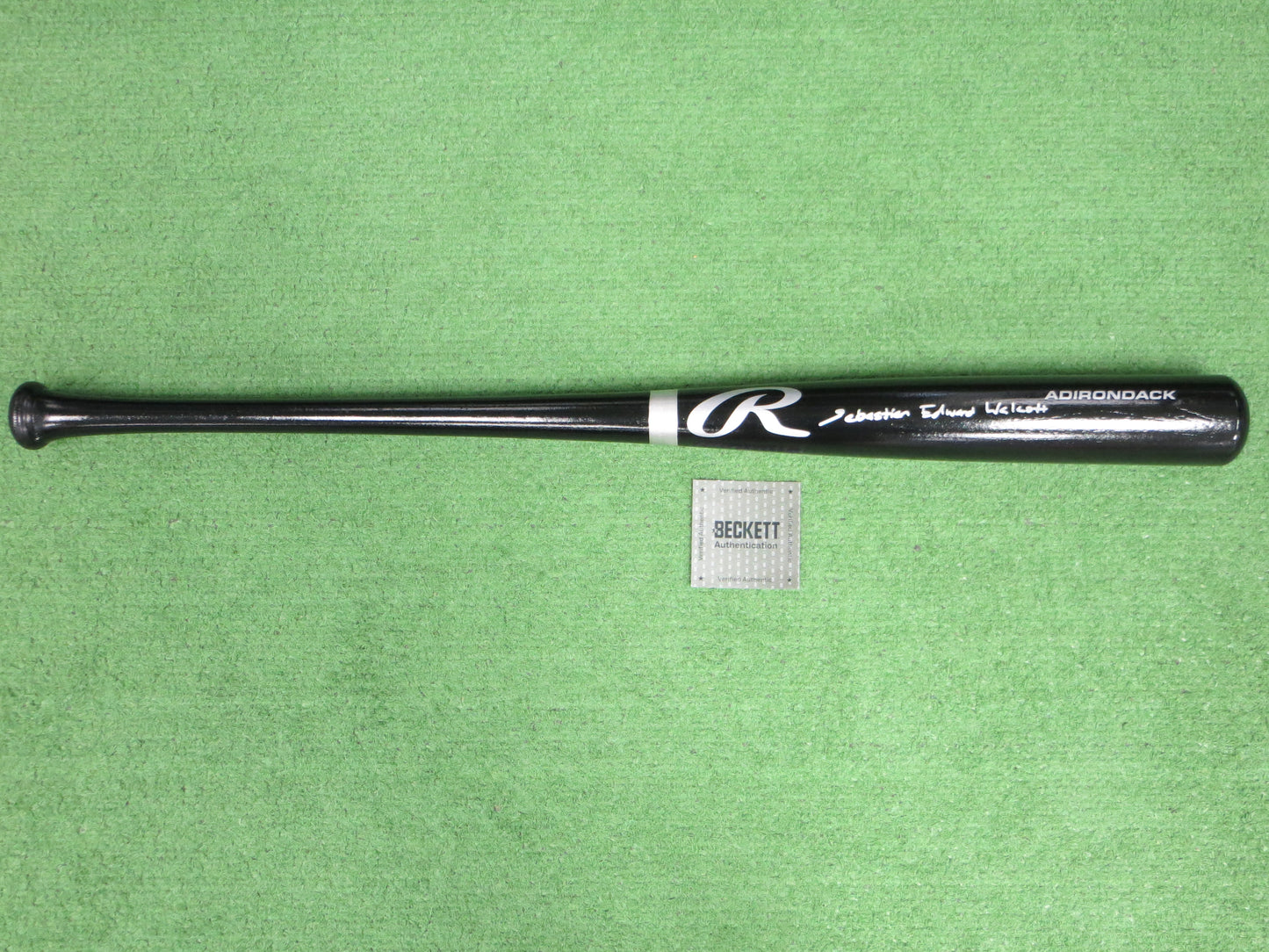 SEBASTIAN WALCOTT TEXAS RANGERS Full Name SIGNED BLACK BASEBALL BAT BAS COA