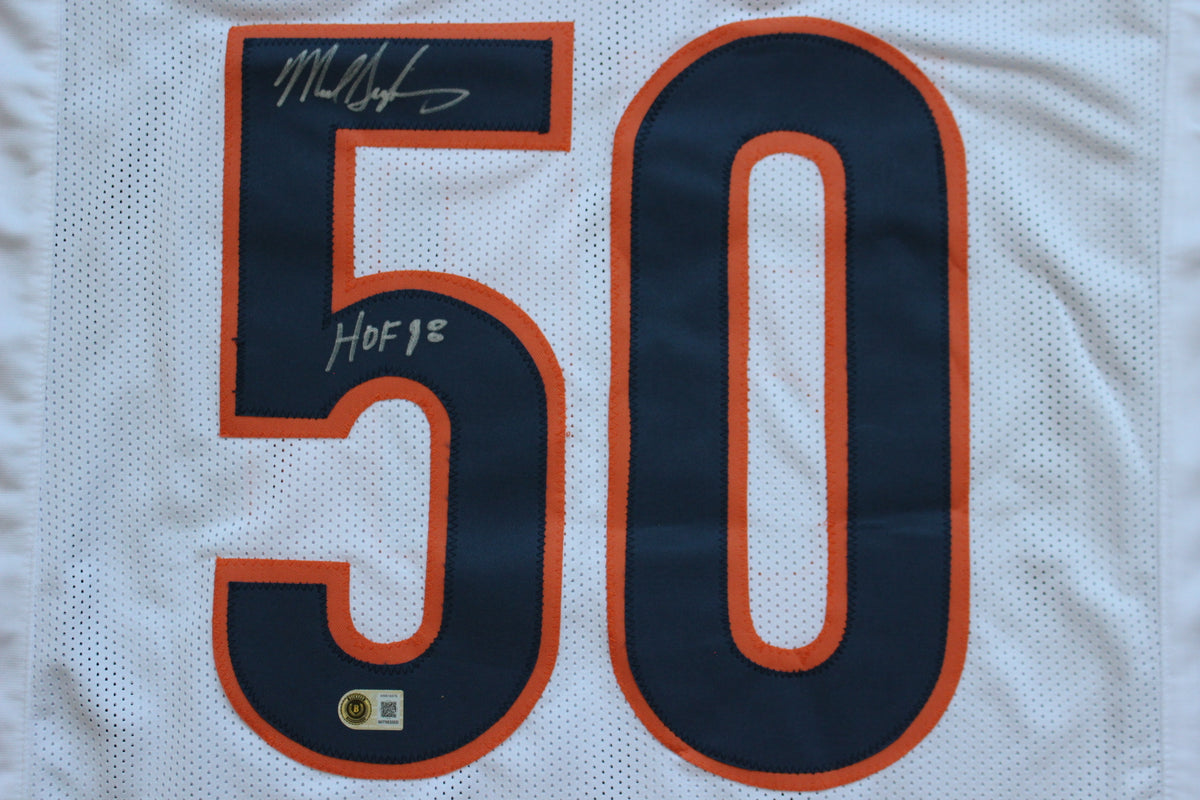 MIKE SINGLETARY CHICAGO BEARS SIGNED WHITE JERSEY w/HOF 98 Baylor Bears BAS