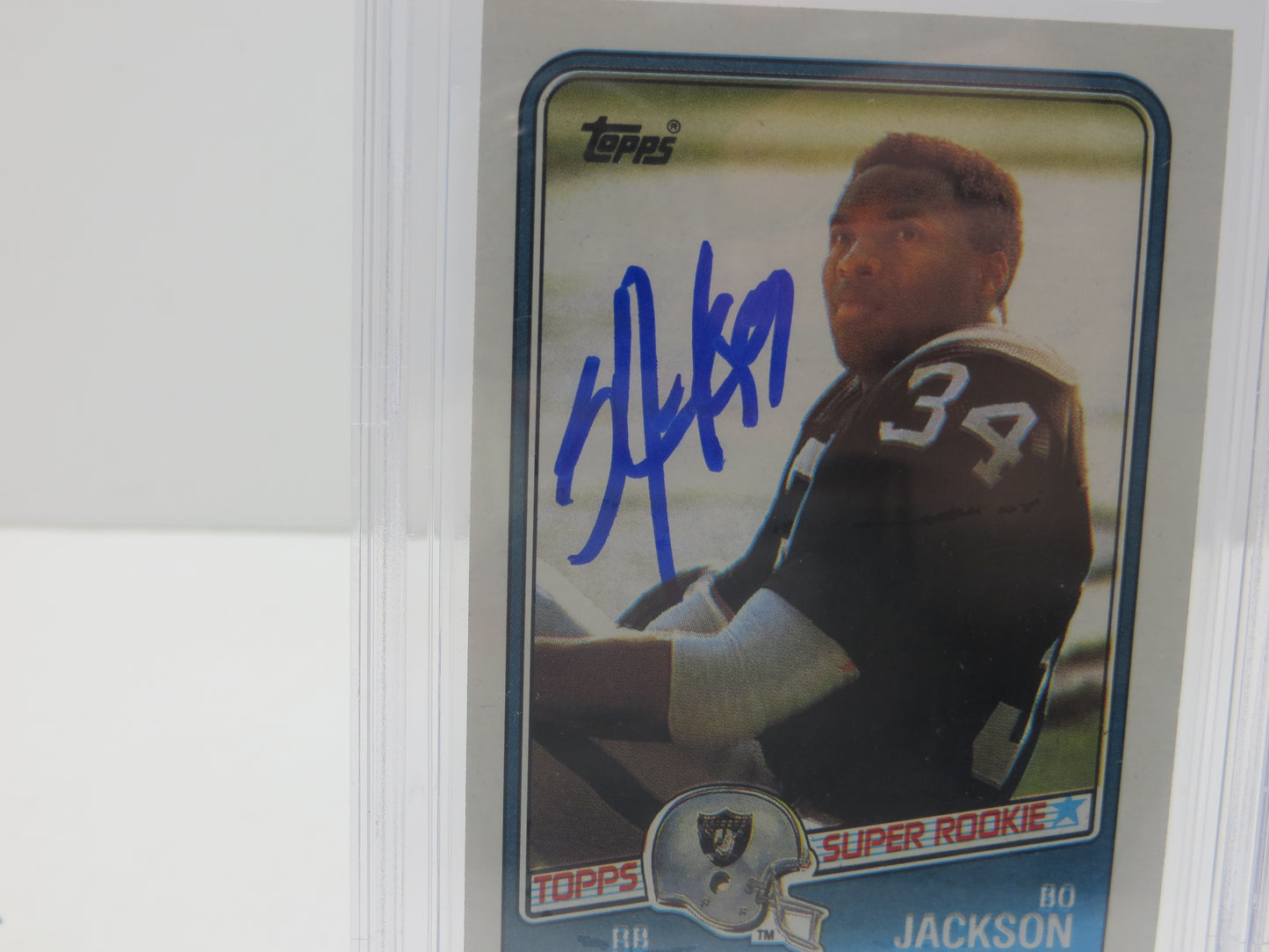BO JACKSON SIGNED 1988 TOPPS #327 RAIDERS AUBURN BGS BAS SLAB AUTO 10