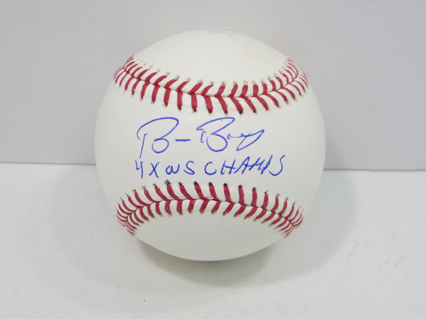 BRUCE BOCHY SIGNED OML BASEBALL w/4xWSChamps Texas Rangers SF Giants JSA COA