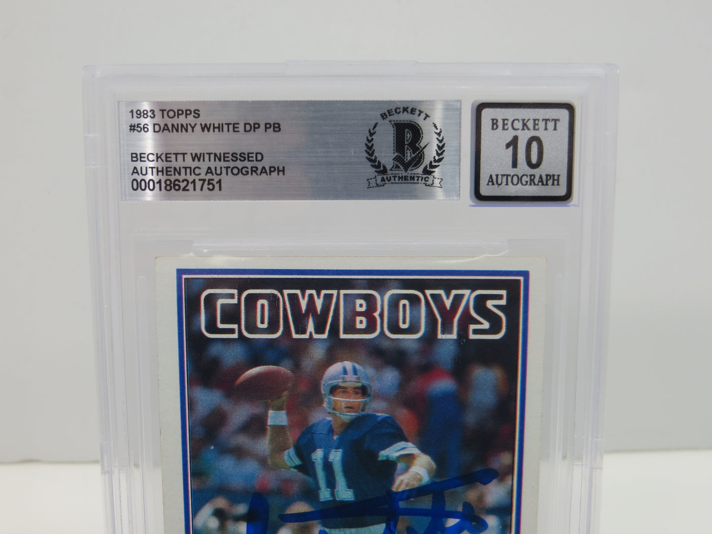 DANNY WHITE DALLAS COWBOYS SIGNED 1983 Topps #56 DP PB BGS BAS SLAB AUTO 10