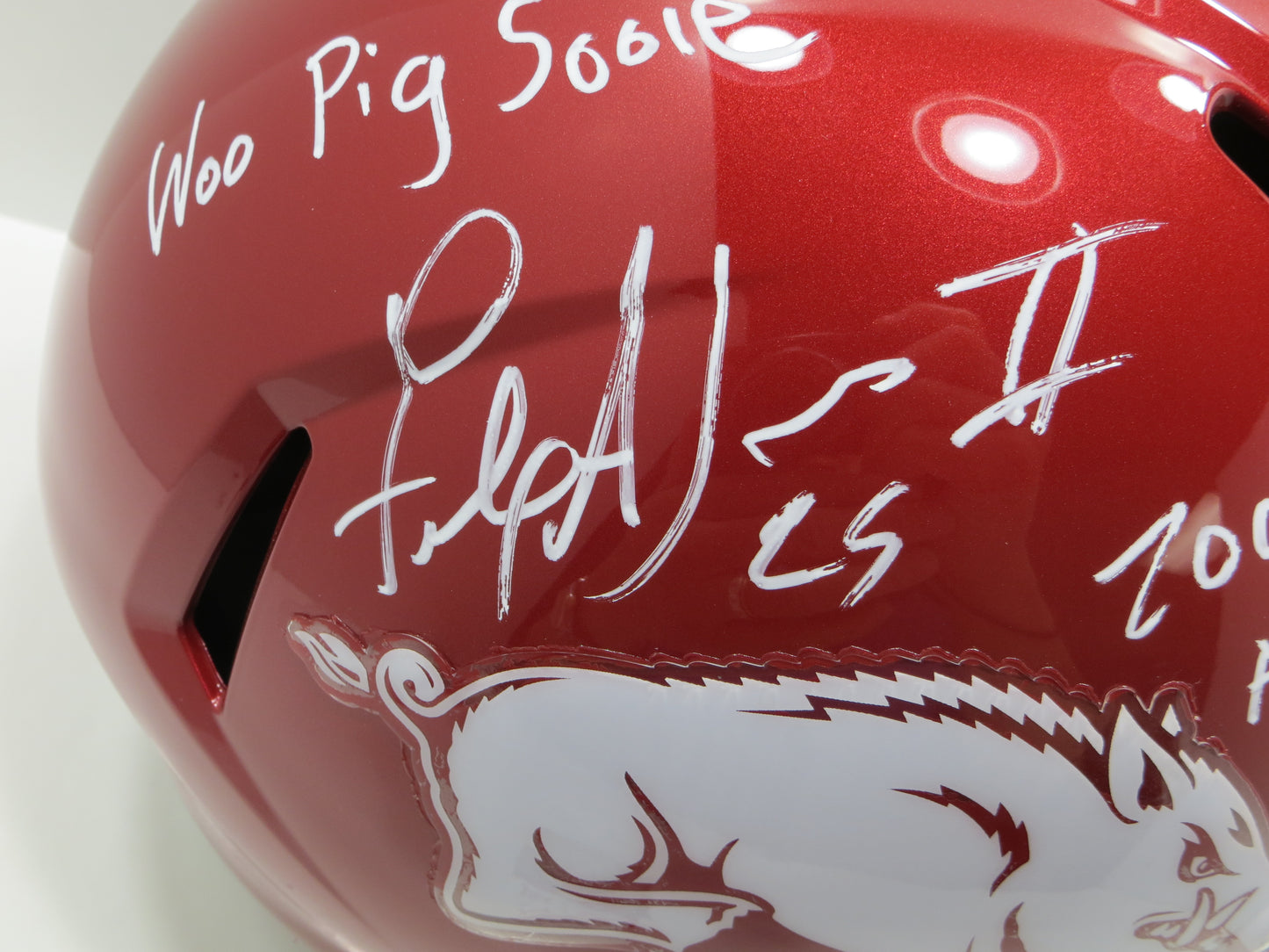 FELIX JONES SIGNED ARKANSAS RAZORBACKS FULL SIZE HELMET wINSCs JSA COA