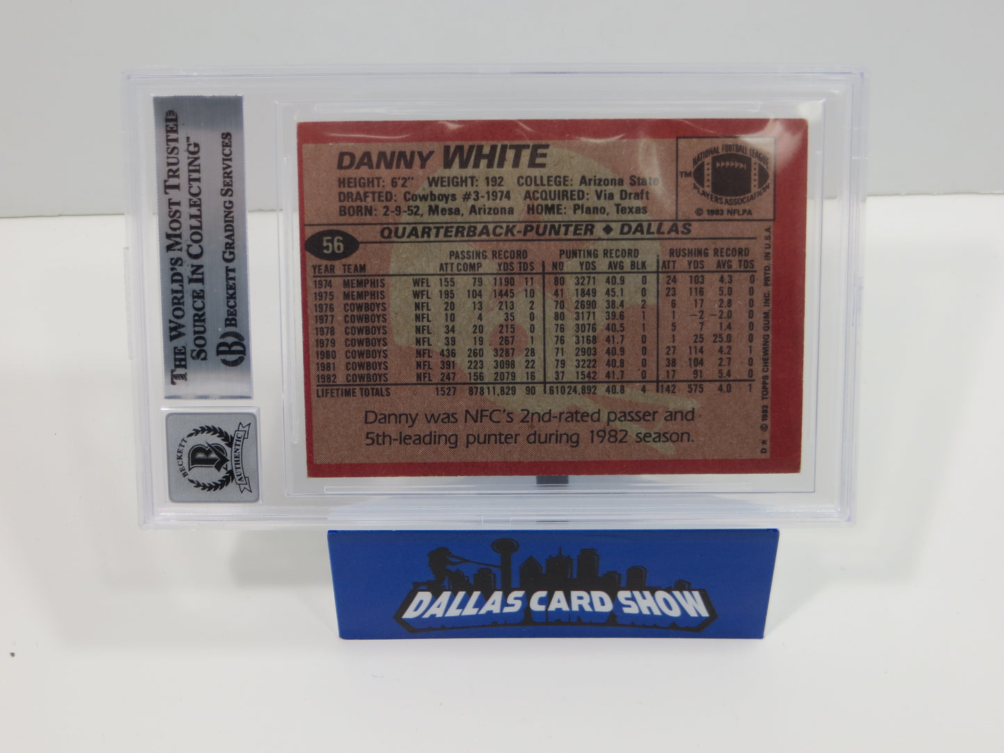 DANNY WHITE DALLAS COWBOYS SIGNED 1983 Topps #56 DP PB BGS BAS SLAB AUTO 10