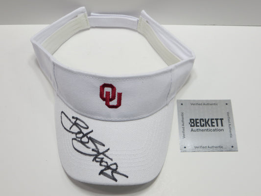 BOB STOOPS OKLAHOMA OU SOONERS SIGNED Iconic Sideline VISOR BAS COA