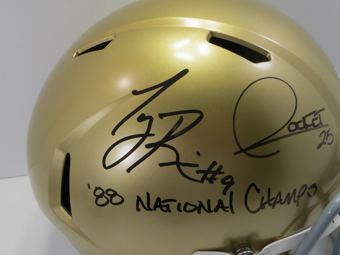 ROCKET ISMAIL TONY RICE SIGNED NOTRE DAME ND FULL SIZE HELMET w/88Champs BAS