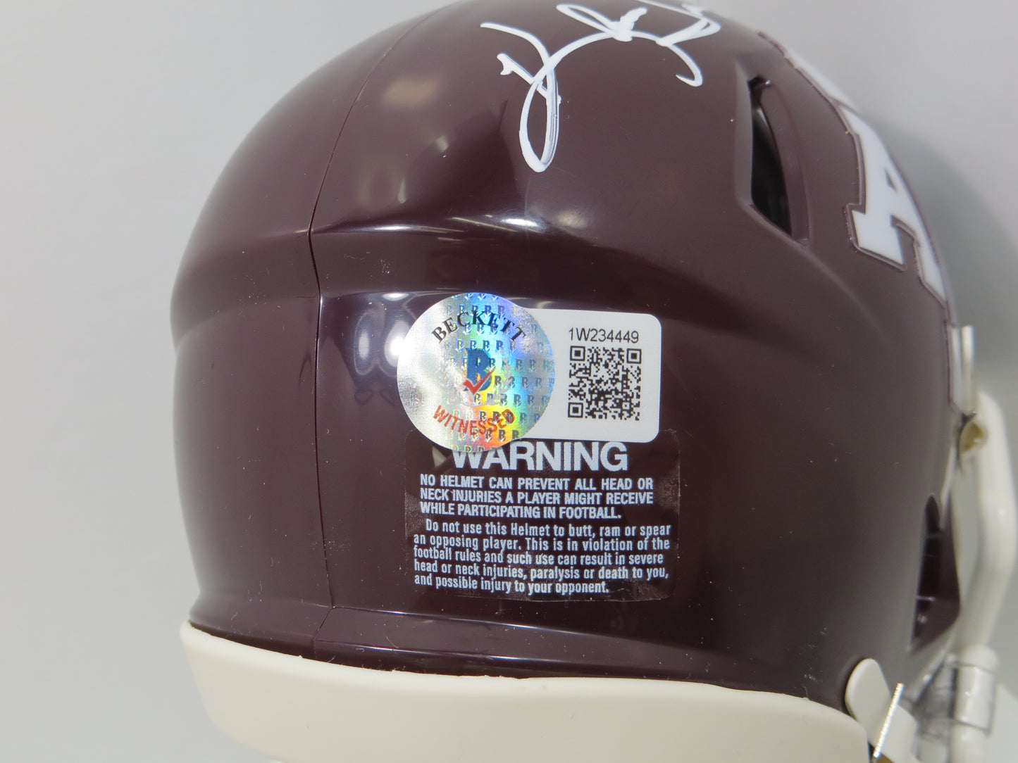 KEVIN SMITH TEXAS A&M AGGIES SIGNED Riddell MINI HELMET w/INSCs BAS COA