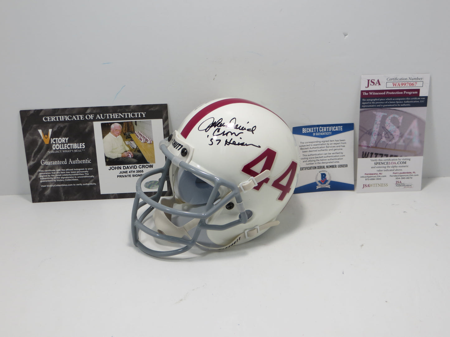 JOHN DAVID CROW & JOHNNY MANZIEL SIGNED Texas A&M Helmet w/Heisman JSA BAS