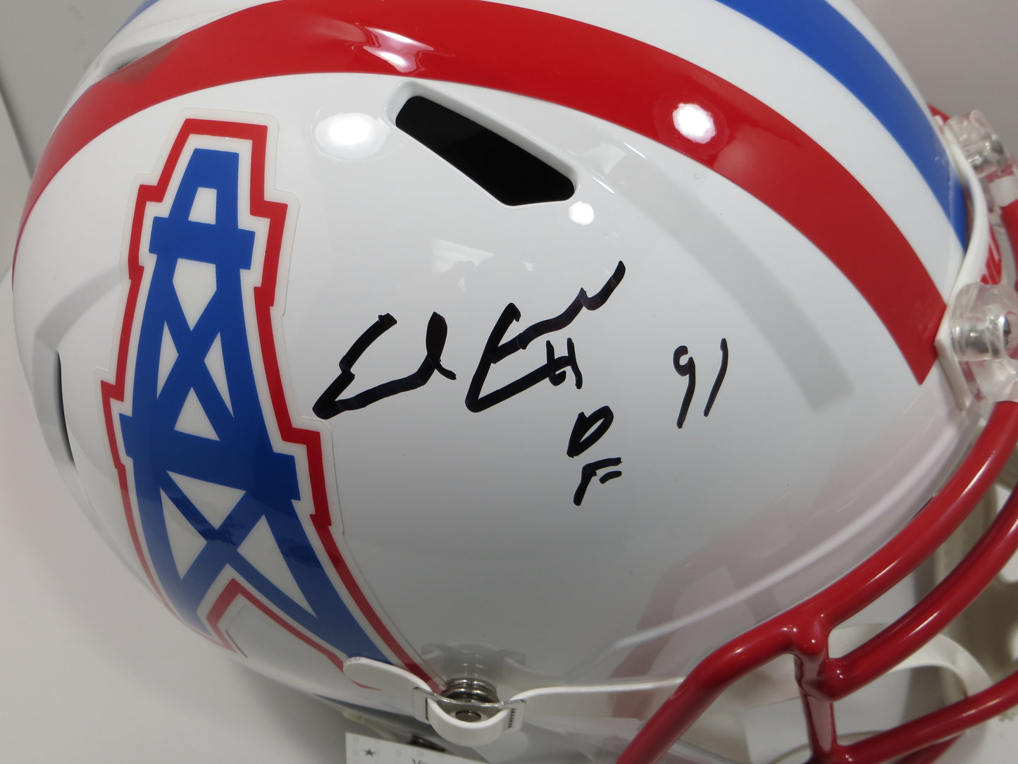 EARL CAMPBELL SIGNED HOUSTON OILERS FULL SIZE HELMET w/INSC UT Longhorns JSA